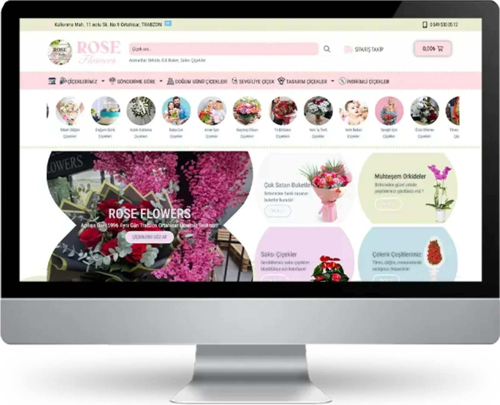 çiçekçi web sitesi tasarımı trabzon ortahisarcicek com